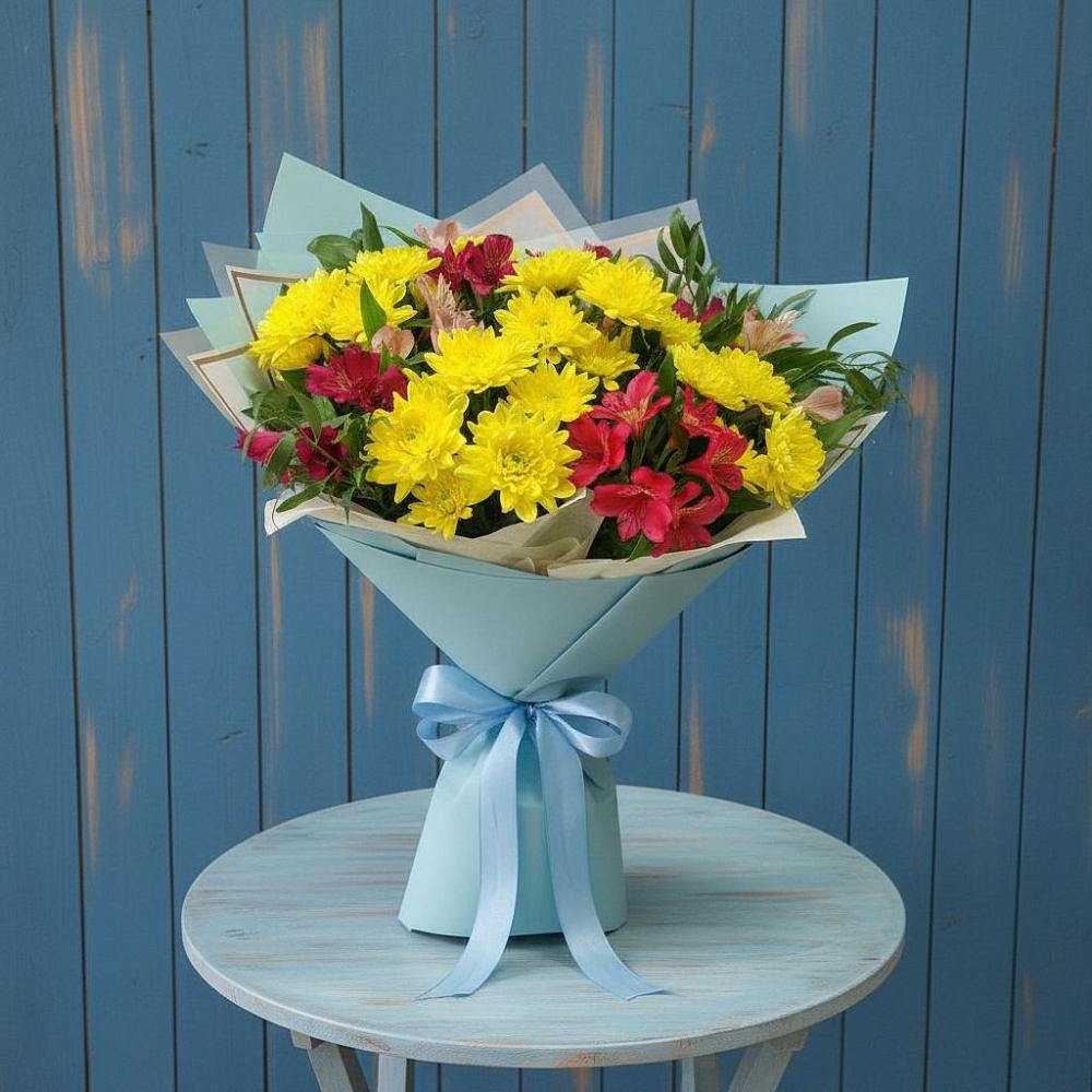 Букет цветов из: Альстромерии и Хризантемы в Слободище