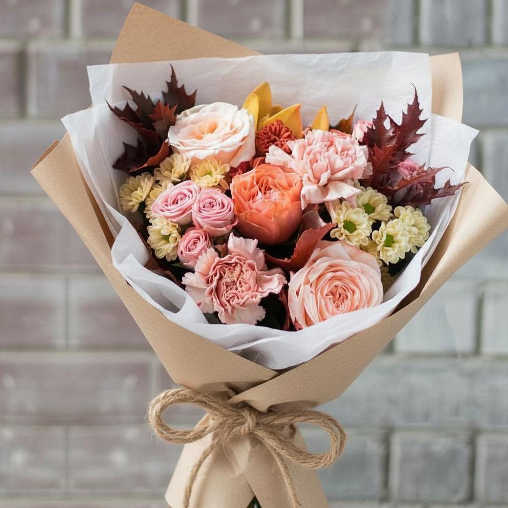 Букет цветов из: Гвоздики, Хризантемы и Розы в Слободище