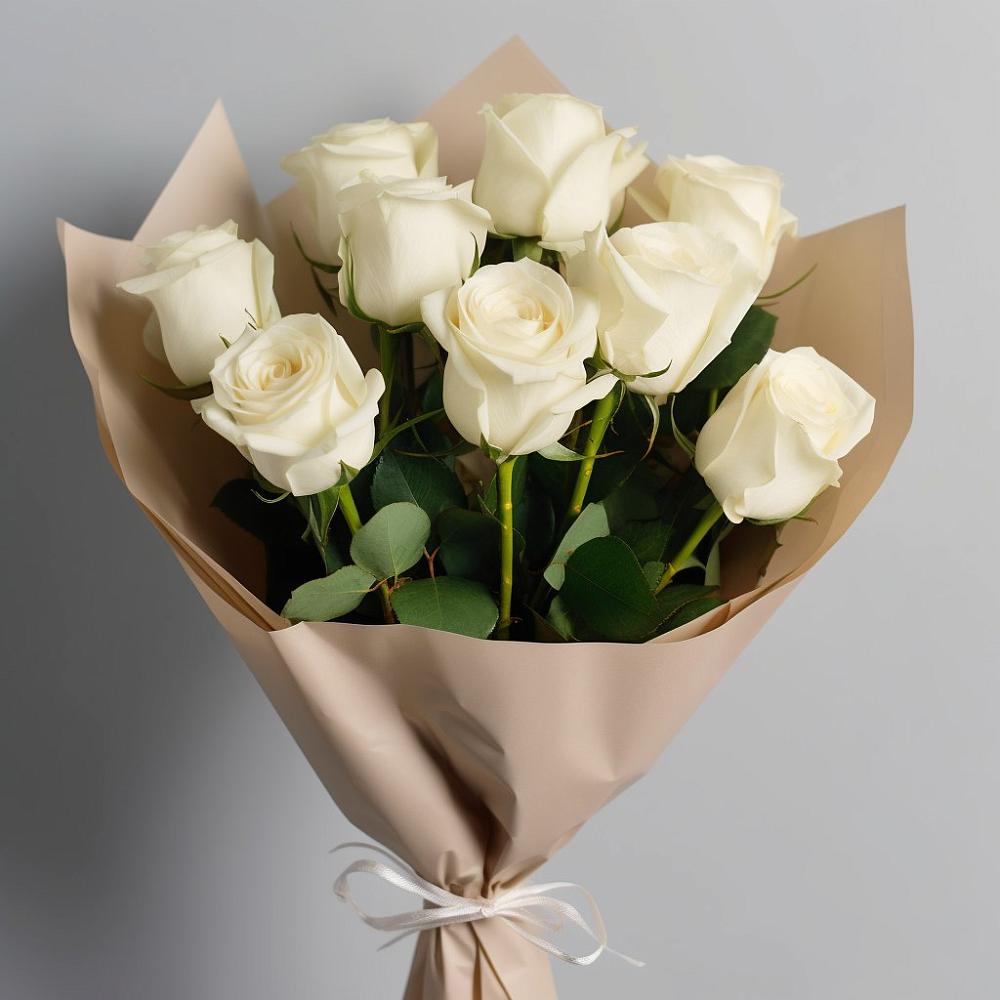 Букет 9 Белых роз Эдлесс Лав в Слободище