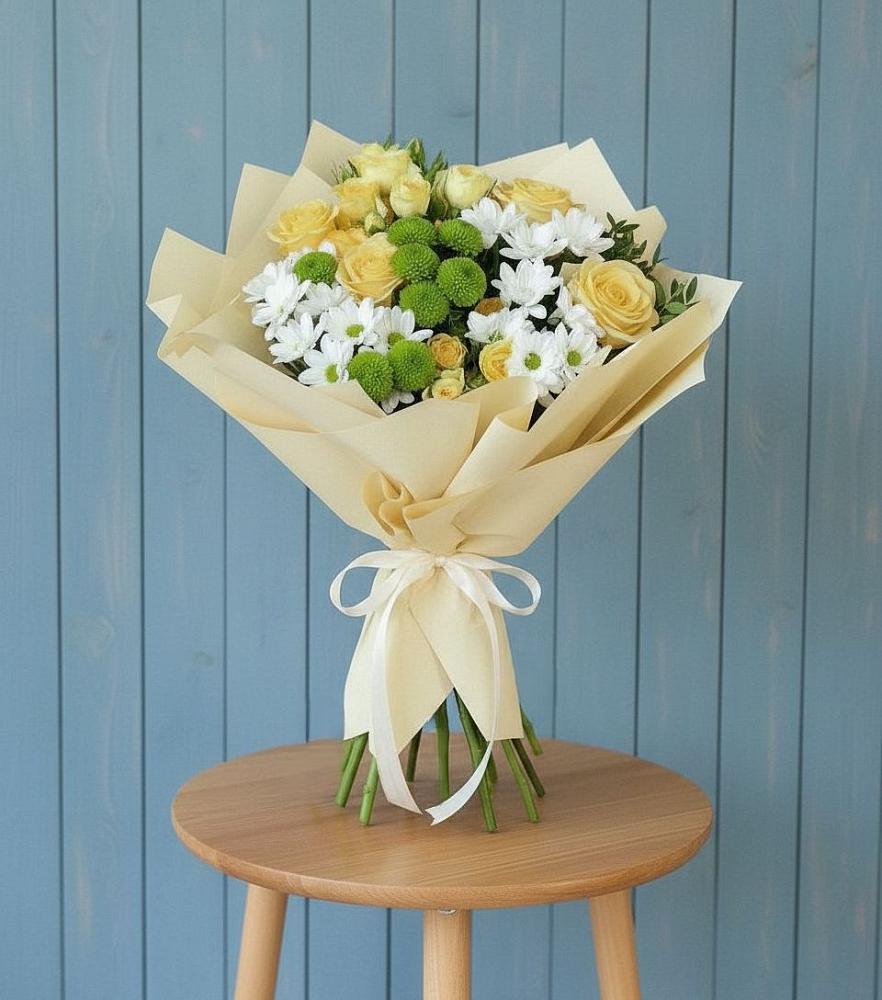 Букет цветов из: Хризантемы и Розы в Слободище