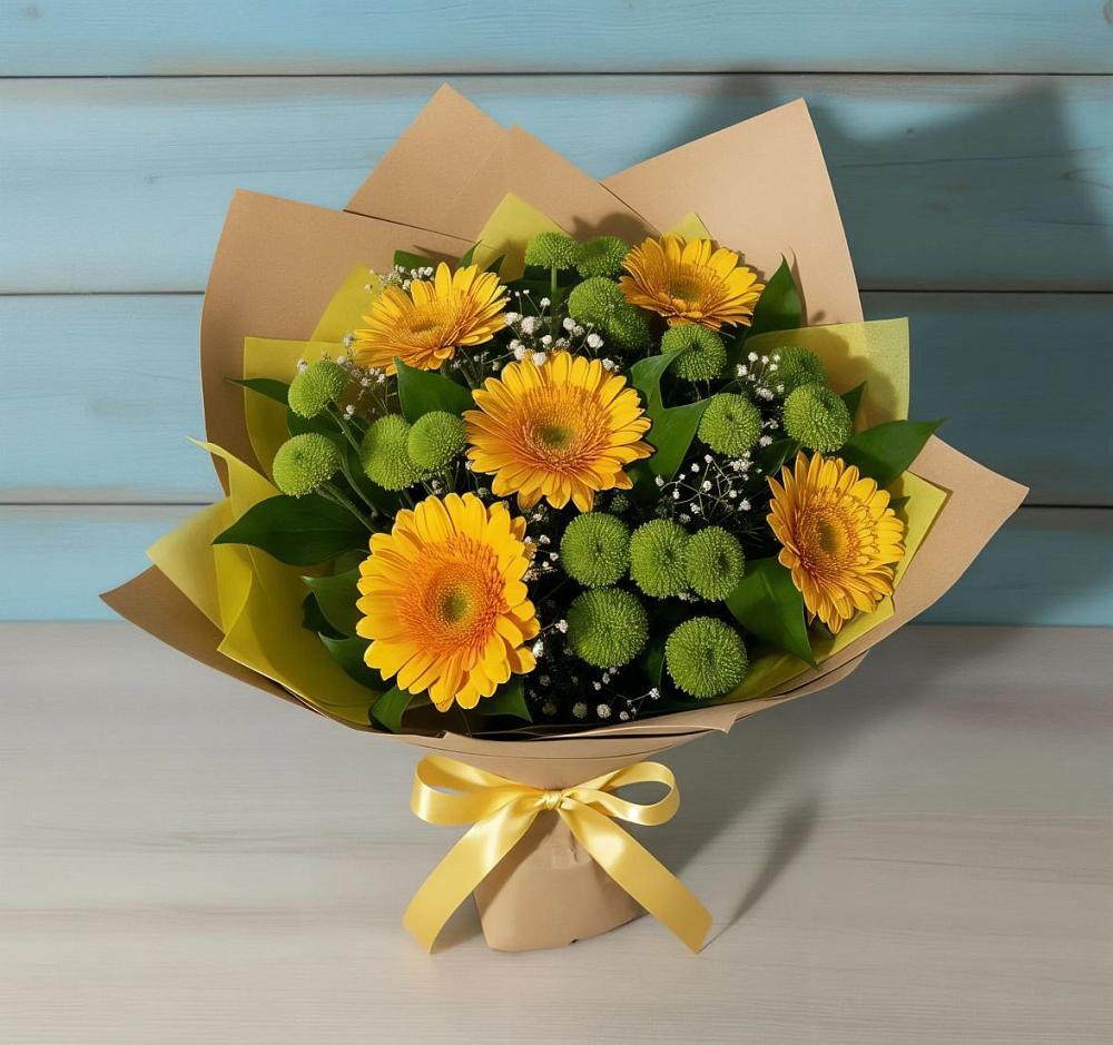 Букет цветов из: Герберы и Хризантемы в Слободище