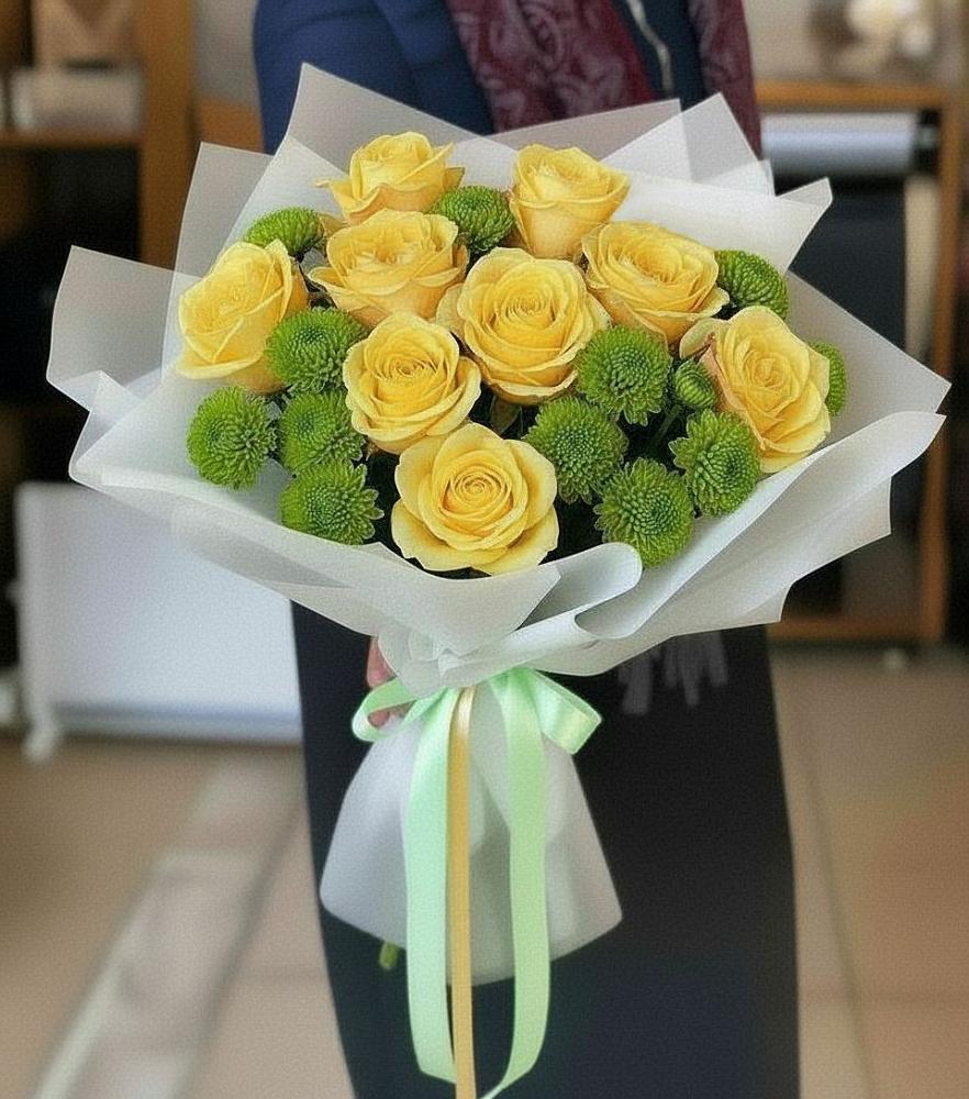 Букет цветов из: Хризантемы и Розы в Слободище