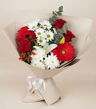 Букет цветов из:  Розы, Хризантемы, Герберы и Лилии в Слободище