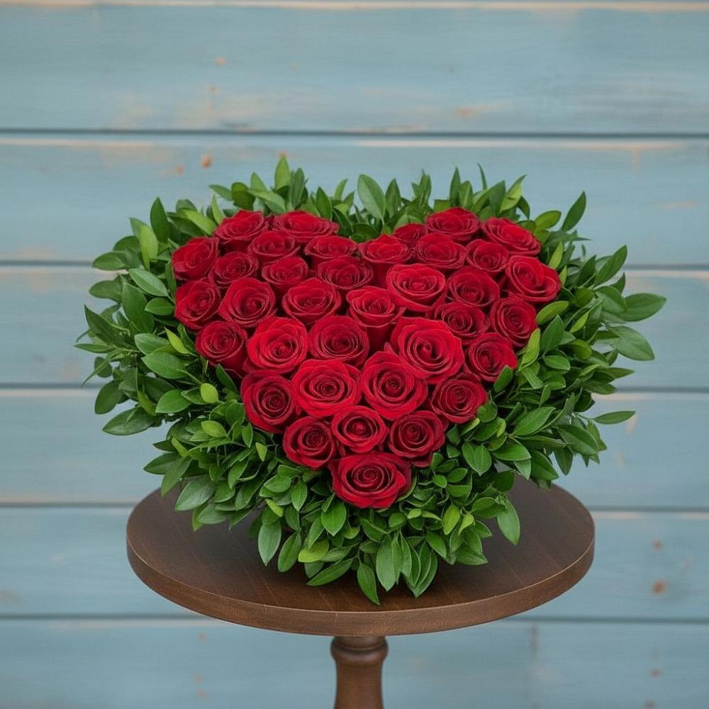 Цветочная композиция из Розы в виде сердца в Слободище