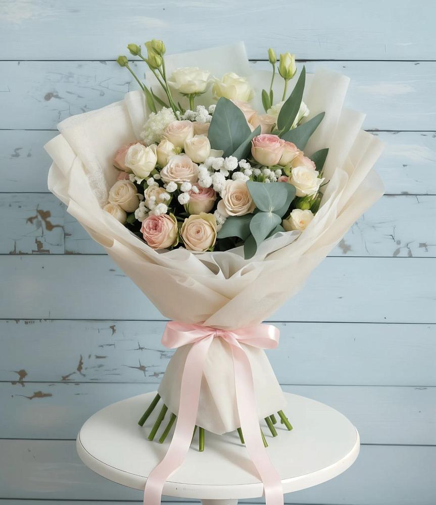 Букет цветов из: Розы и Лизиантусы в Слободище