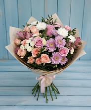 Букет цветов из:  Хризантемы, Розы и Альстромерии в Слободище