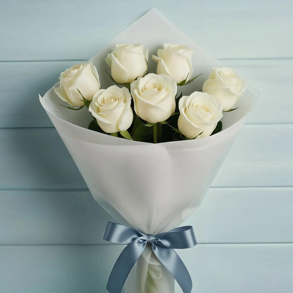Букет 7 Белых роз Эдлесс Лав в Слободище