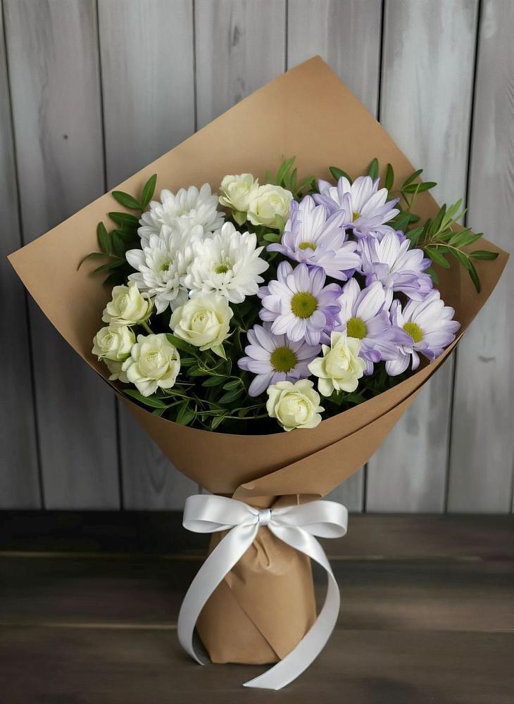 Букет цветов из: Хризантемы и Розы в Слободище