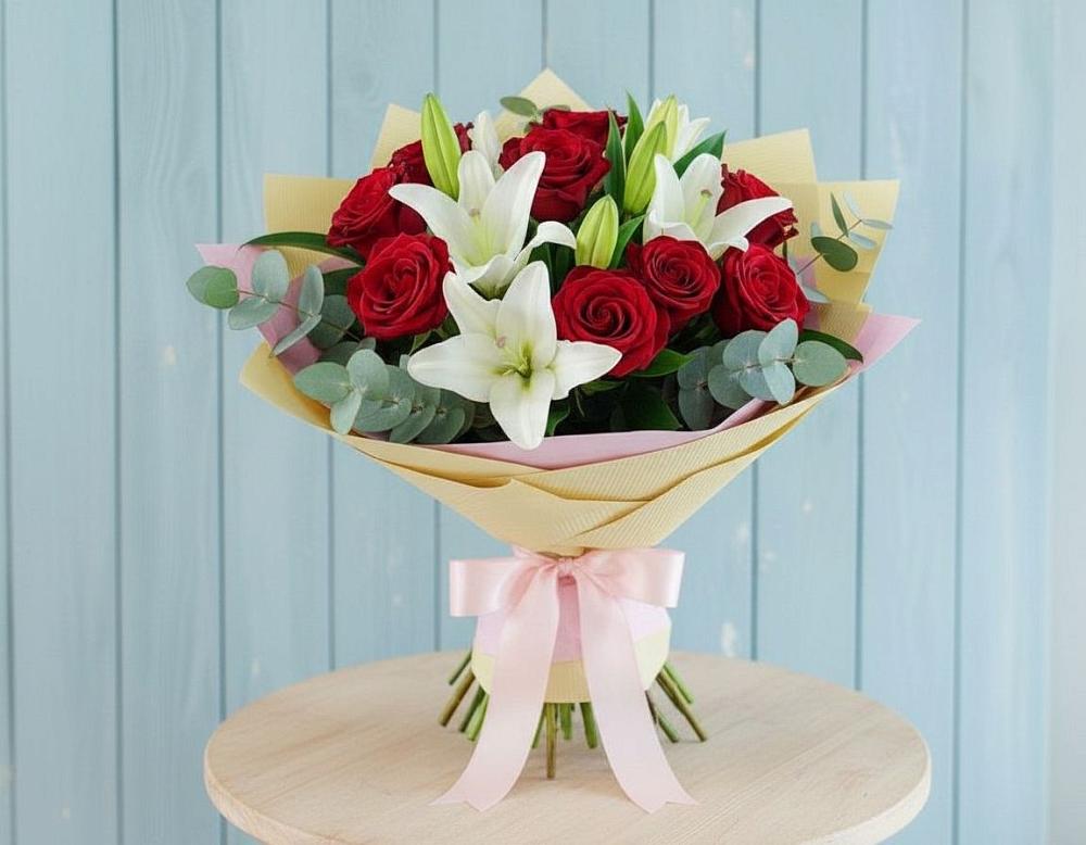 Букет цветов из: Лилии и Розы в Слободище